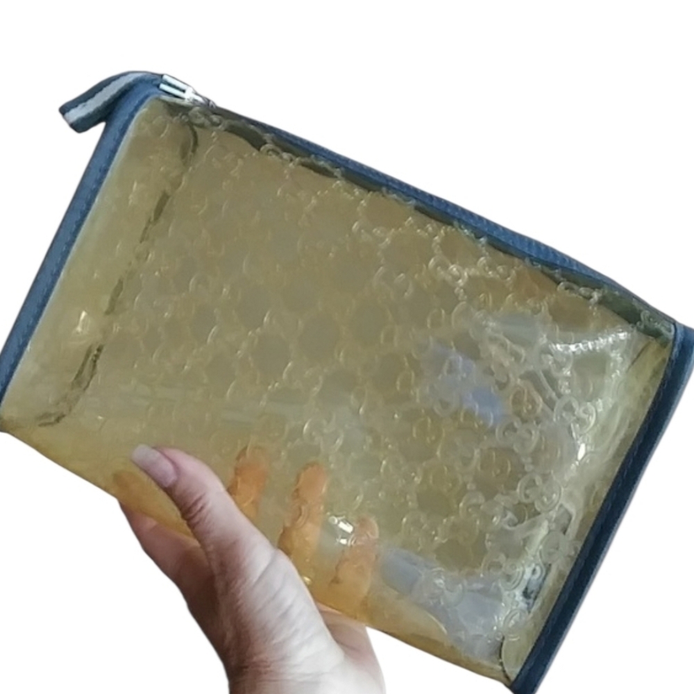 Gucci Vintage clear cosmetic bag toiletry makeup travel clutch pouch